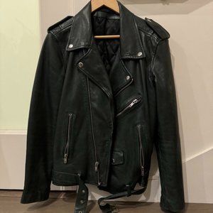 Blk Dnm - Leather Motorcycle Jacket - Dark Green -